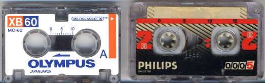 Microcassette and Minicassette tapes.